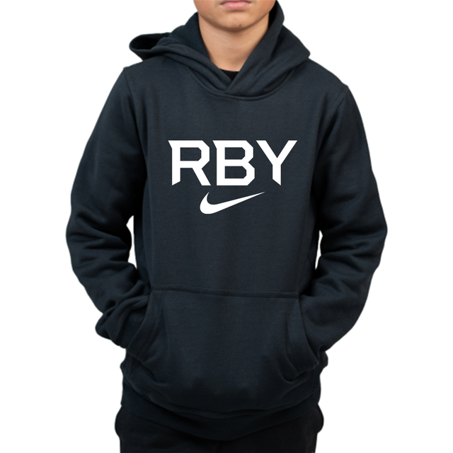 Nike Youth Club Fleece Pullover Hoodie - RBY Solid Light Swoosh - Black