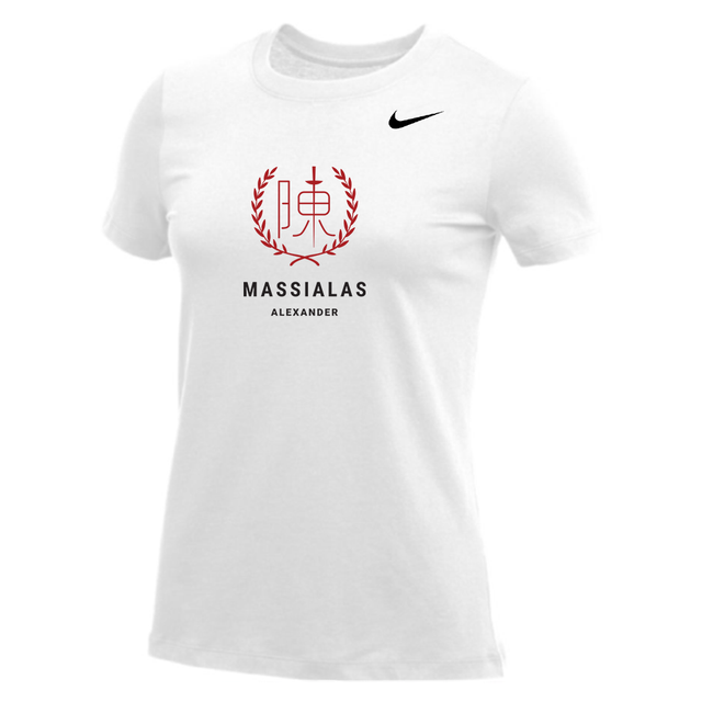 Nike Women's S/S 100% Cotton Tee - Massialas Crimson Dark - White