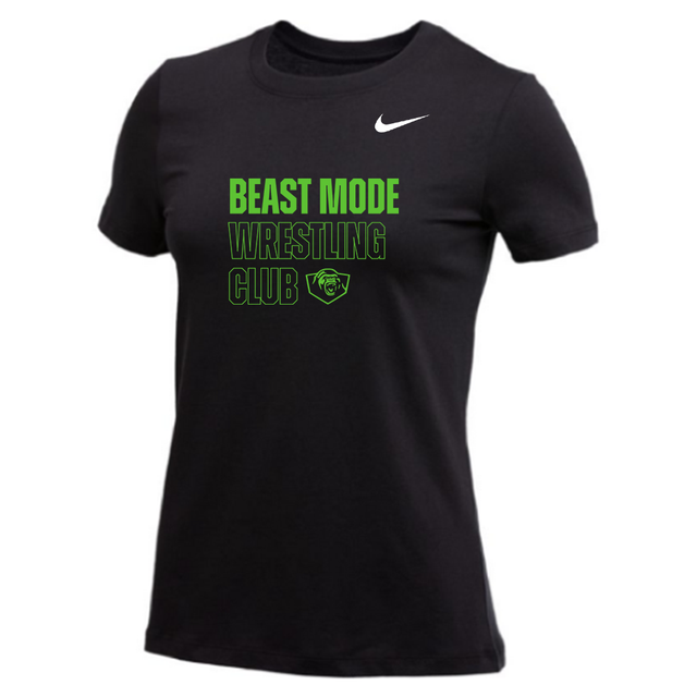 Nike Women's S/S 100% Cotton Tee - Beast Mode Outline - Black