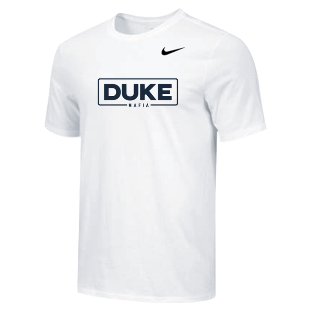Nike Mens Wrestling Duke Wordmark Full Center Dri-Fit Cotton S/S Tee - White