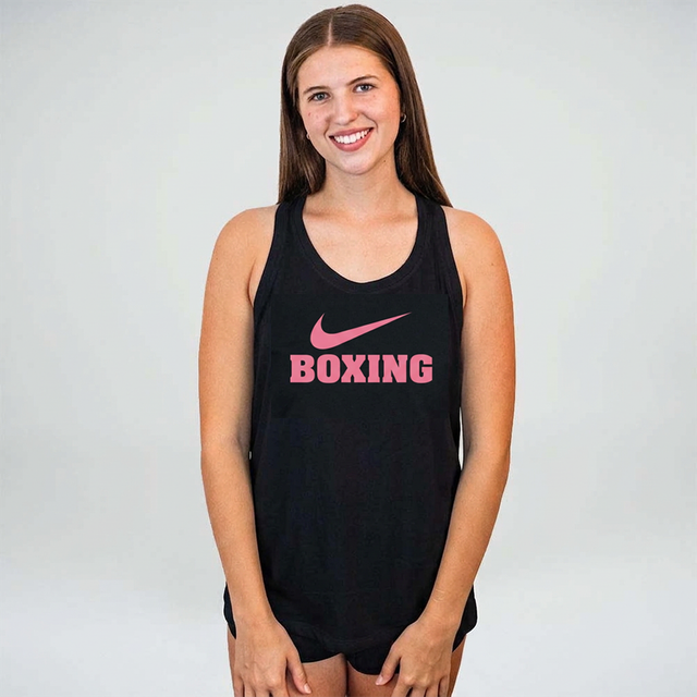 Nike Women's Boxing Wordmark Dri-FIT Cotton Tank - Black/Pink