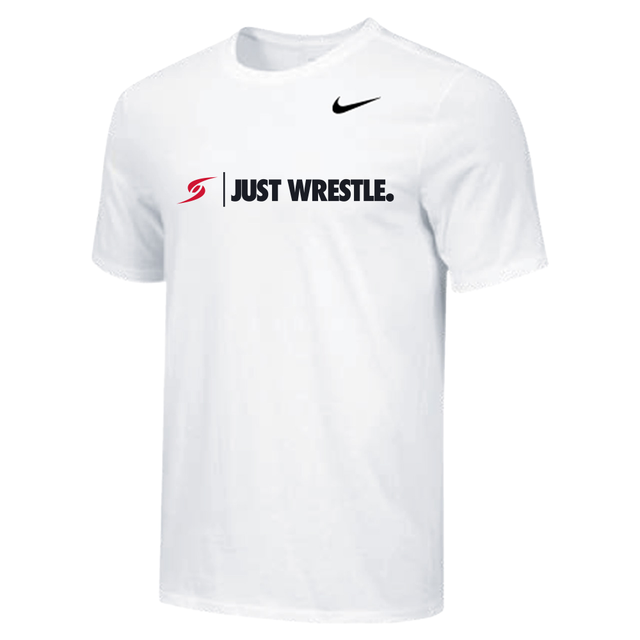 Nike Youth Wrestling Just Wrestle Dri-Fit Cotton S/S Tee - White