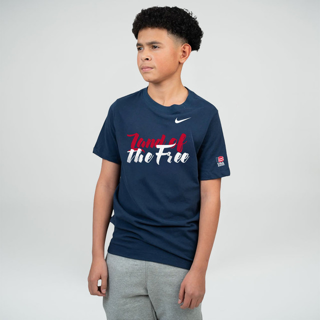 Nike Youth USA Boxing Free And Brave Dri-Fit Cotton S/S Tee - Navy