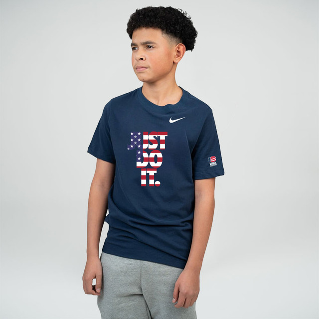 Nike Youth USA Boxing Just Do It Dri-Fit Cotton S/S Tee - Navy