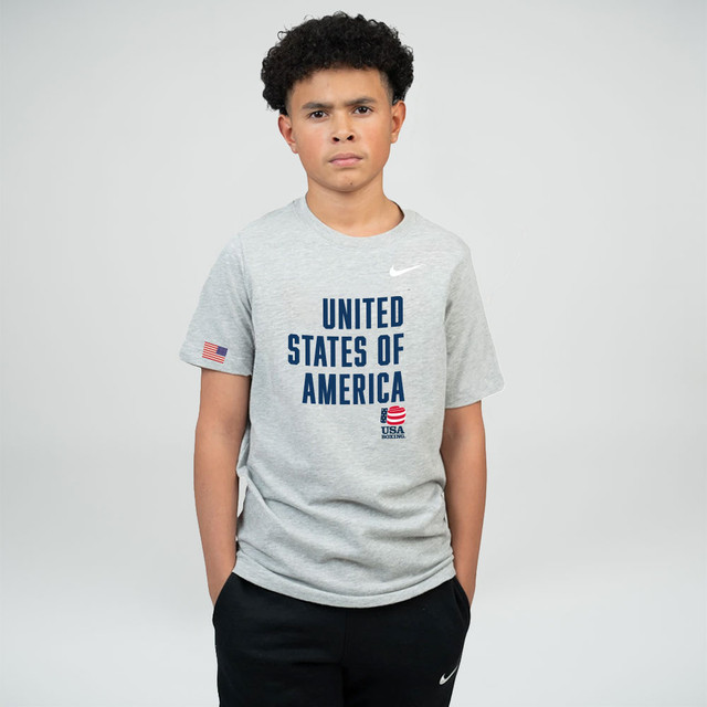 Nike Youth USA Boxing United Dri-Fit Cotton S/S Tee - Grey