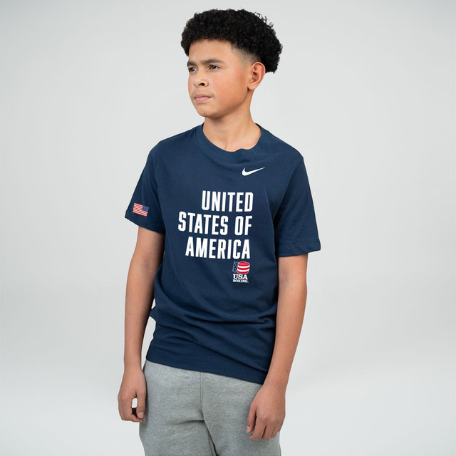 Nike Youth USA Boxing United Dri-Fit Cotton S/S Tee - Navy