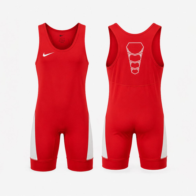 Nike Grappler Elite Wrestling Singlet - Scarlet / White