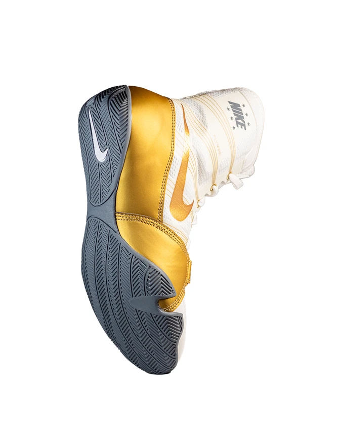 Nike HyperKO Boxing Shoes - Color: 107-White/Metallic Gold