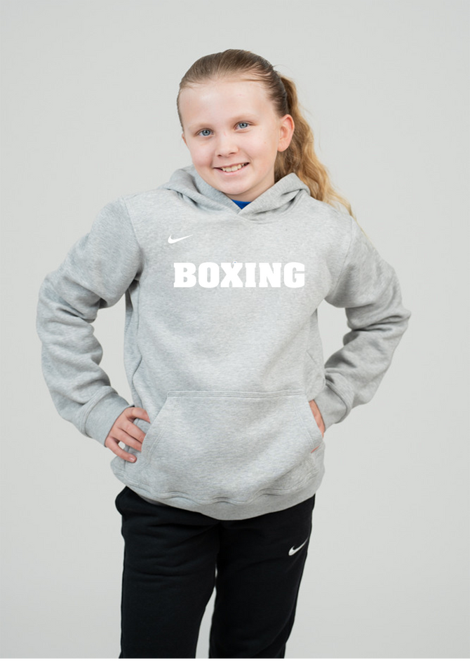 Nike Youth Boxing Pullover Club Fleece Hoodie - Grey/White