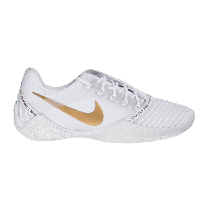 Nike Ballestra 2 Fencing Shoes  - Color: 107-White / Metallic Gold / Black