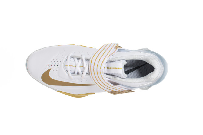 Nike Savaleos Weightlifting Shoes - Color: 101-White / Metallic Gold / Wolf Grey Photon Dust