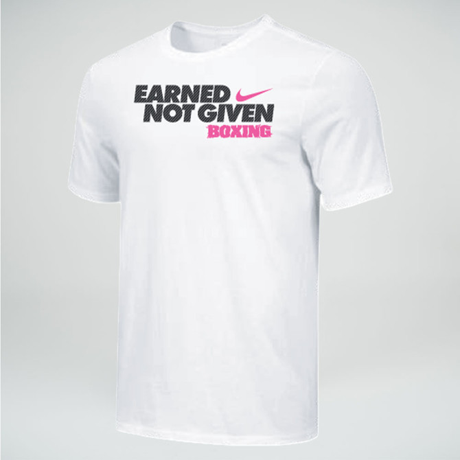 Nike Men's Boxing Earned Not Given Tee - White/Black/Pink
