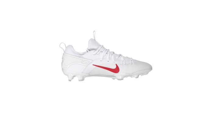 Nike Huarache 9 Elite Low LAX Lacrosse Shoes  - Color: 100 - White/University Red White