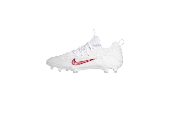 Nike Huarache 9 Elite Low LAX Lacrosse Shoes  - Color: 100 - White/University Red White