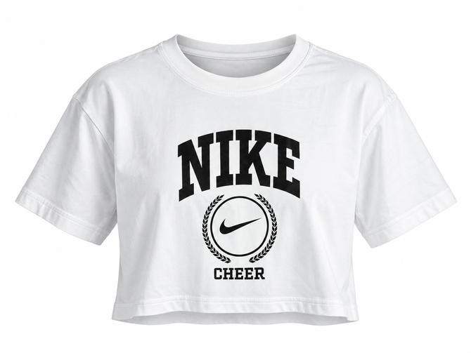 Nike Women's Cheer Crest Crop Dri-FIT Cotton Tee - White 