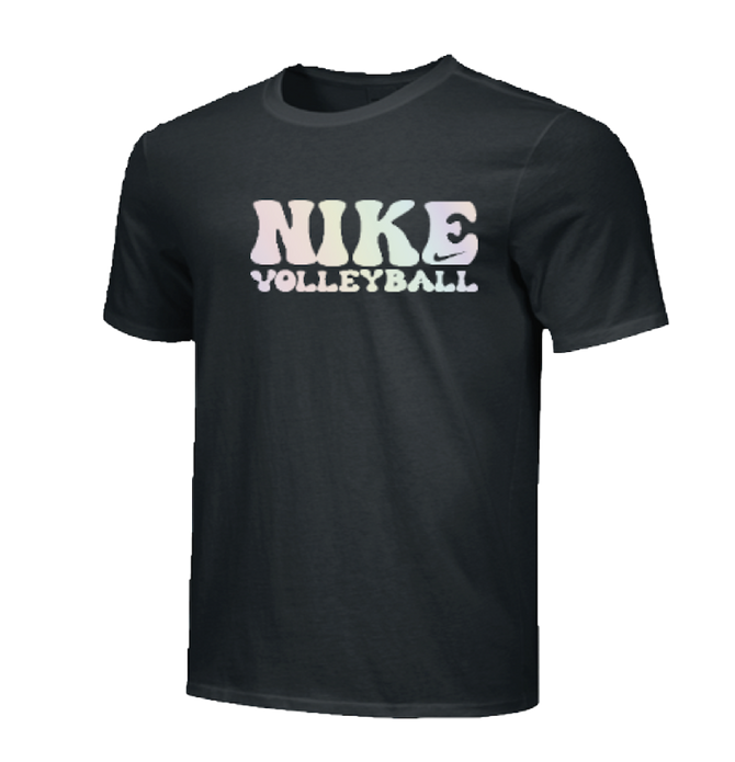 Nike Youth Volleyball Groovy Pastel Dri-Fit Cotton Tee - Black/Iridescent 