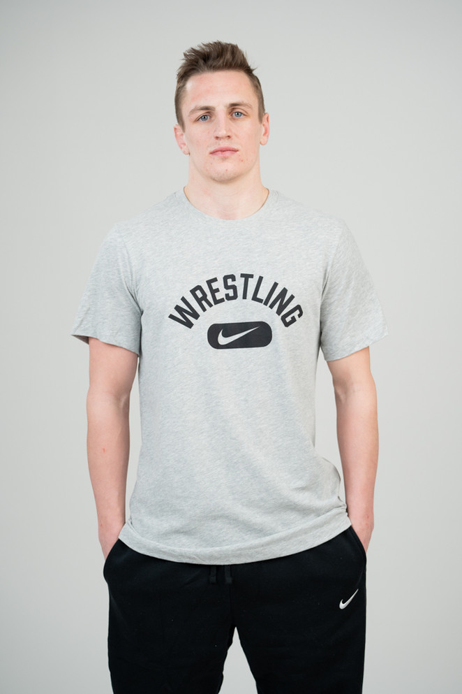 Nike Men's Wrestling Disc Dri-Fit Cotton Tee - Grey/Black