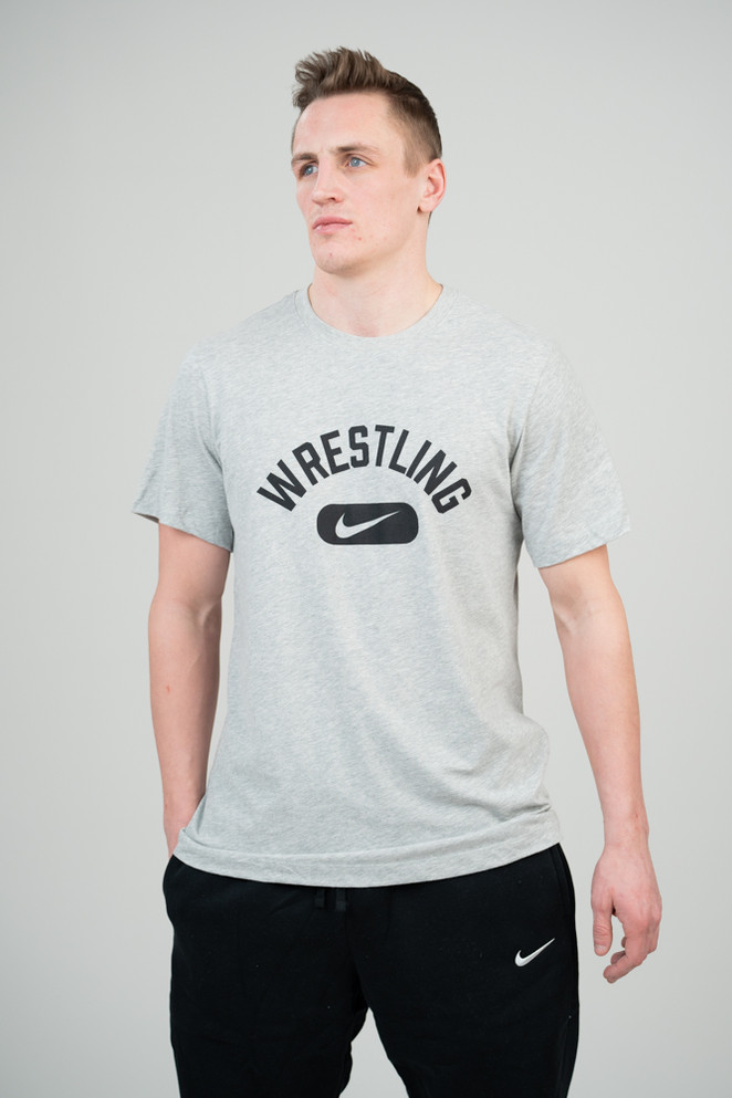 Nike Men's Wrestling Disc Dri-Fit Cotton Tee - Grey/Black