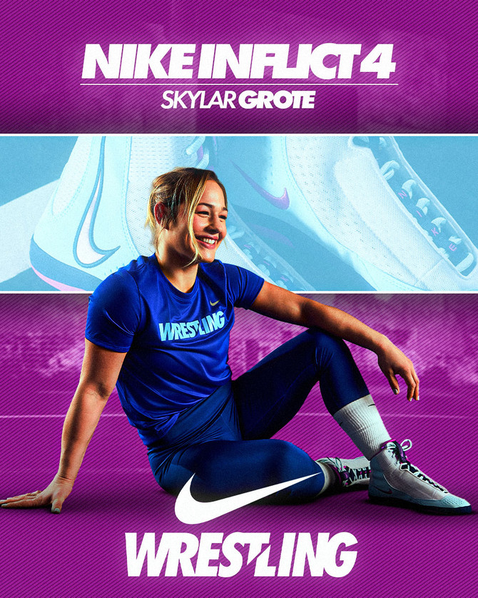 Nike Inflict 4 Wrestling Shoes - Color: 103 - White/ Hyper Violet Glacier/Blue Obsidian