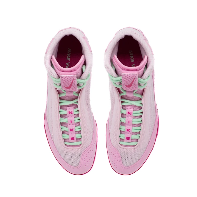 Nike Inflict 4 Wrestling Shoes - Color: 600 - Pink Foam/ Desert Pink/ Pink Rise-Artic Green