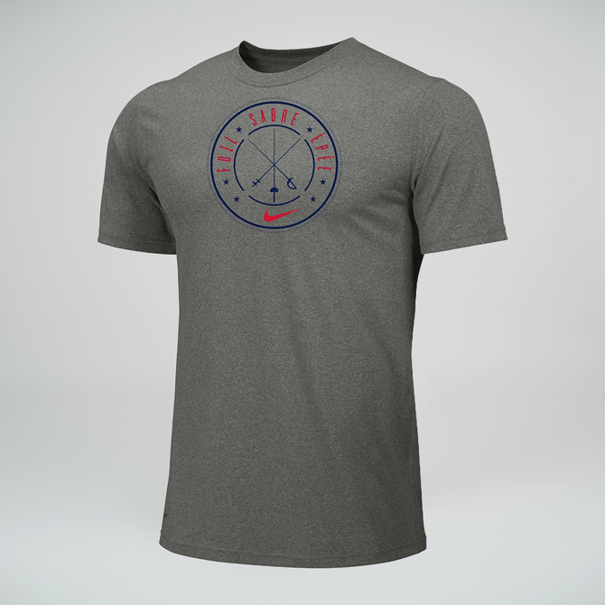 Nike Men's Fencing Epee Foil Sabre 100% Cotton Tee - Grey