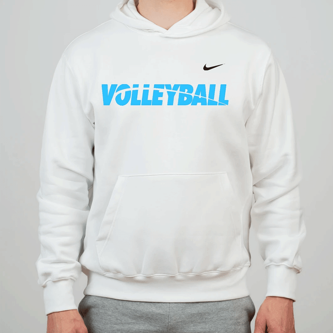 Nike Men's Volleyball Club Fleece Hoodie - White/Sky Blue