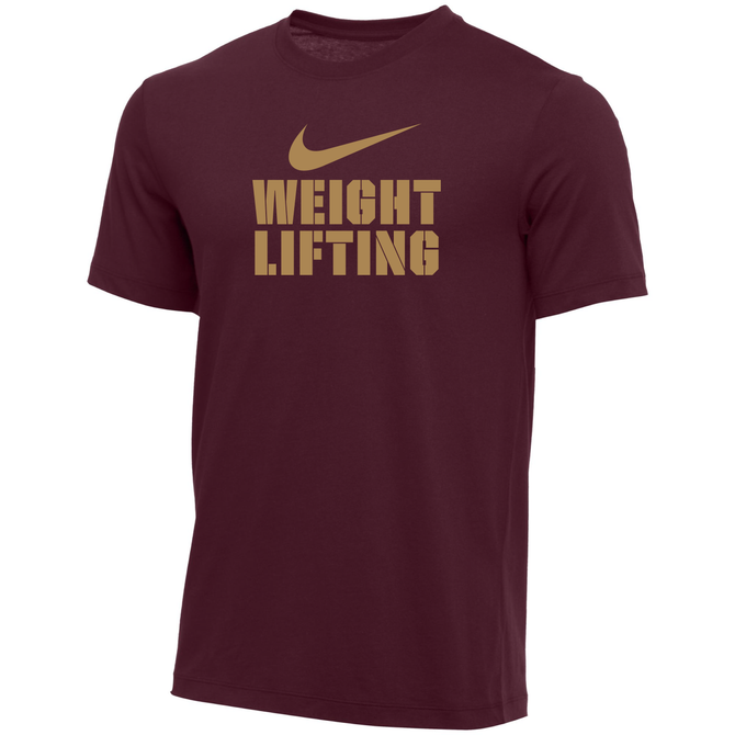 Nike Youth Weightlifting 100% Cotton Crew Tee - Maroon