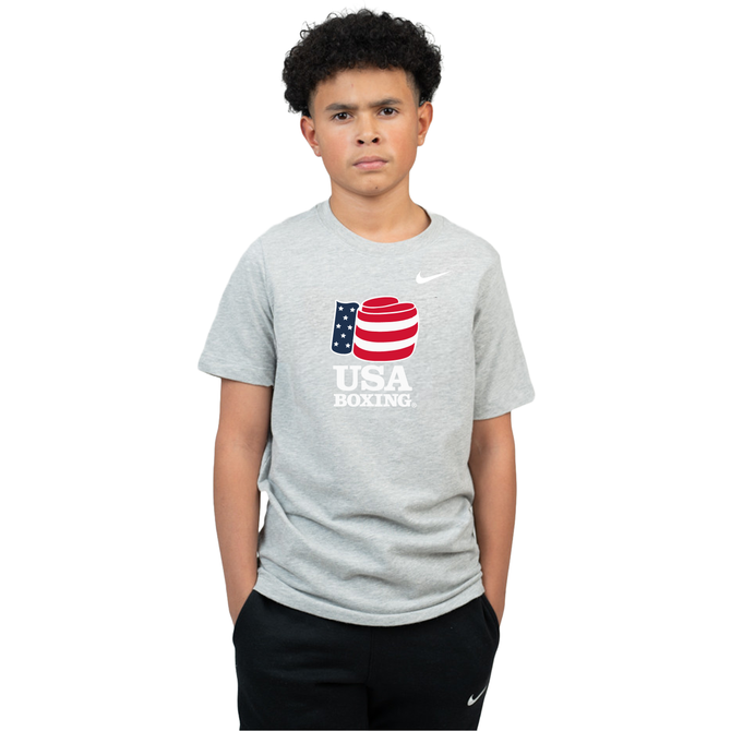 Nike Youth USA Boxing Dri-Fit Cotton Tee - Grey