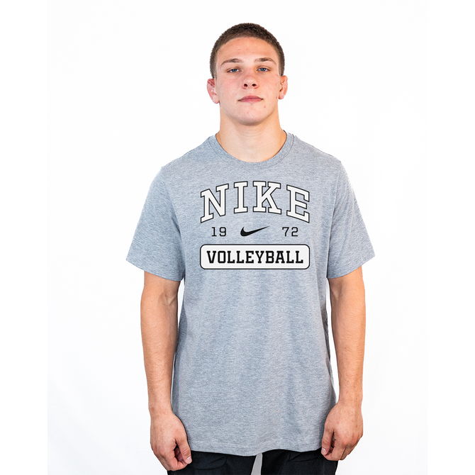 Nike Men's Volleyball 1972 Retro Style 100% Cotton Tee - Dark Grey Heather