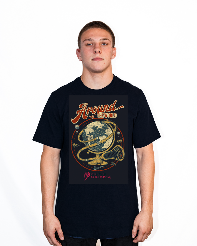 Nike Men's World Lacrosse Around the World Dri-Fit Cotton Tee - Black