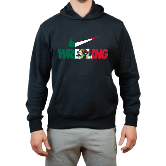 Nike Men's Club Fleece Pullover Hoodie - Mex Wrestling Pattern - Black