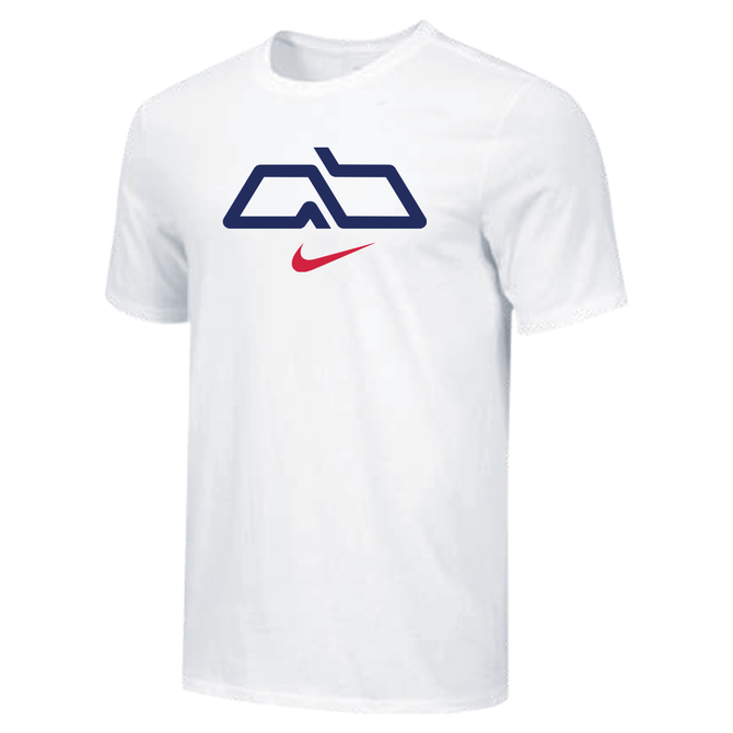 Nike Men's 100% Cotton S/S Tee - AB USA Full Color Swoosh - White