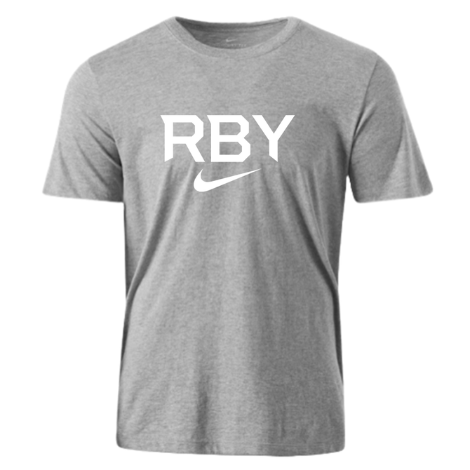 Nike Men's 100% Cotton Tee - RBY Solid Light Swoosh - Grey