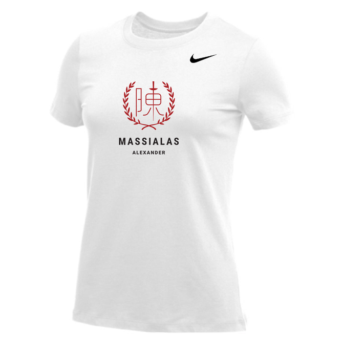 Nike Women's S/S 100% Cotton Tee - Massialas Crimson Dark - White
