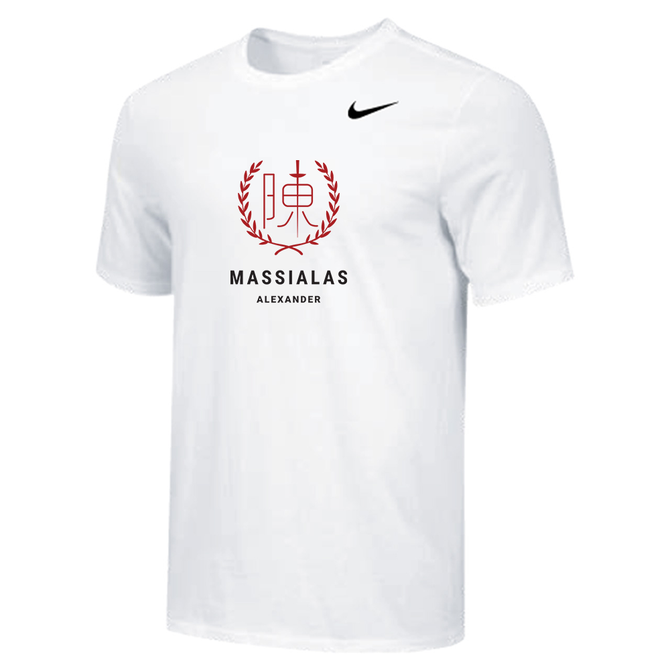 Nike Men's S/S 100% Cotton Tee - Massialas Crimson Dark - White