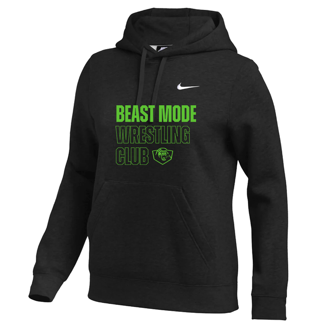 Nike Women's Club Fleece Pullover Hoodie - Beast Mode Outline - Black