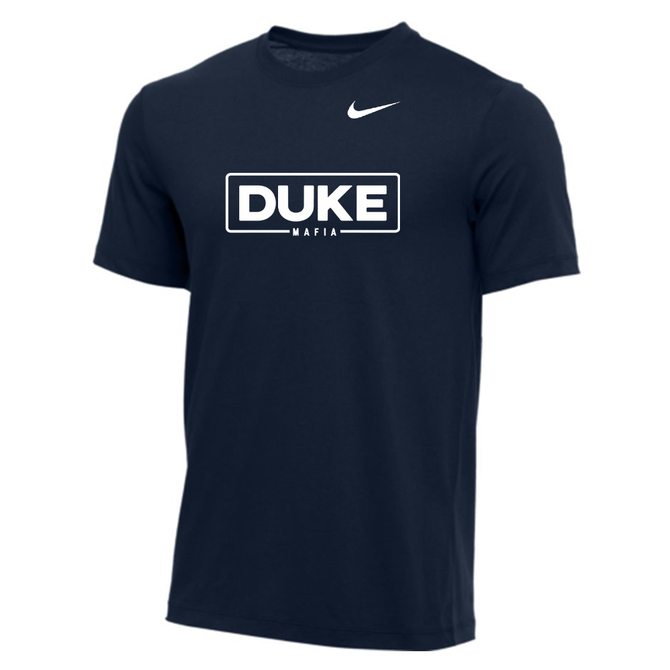 Nike Mens Wrestling Duke Wordmarl Full Center Dri-Fit Cotton S/S Tee - Navy