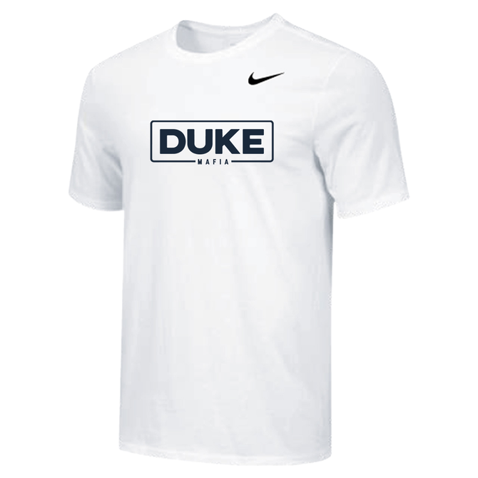Nike Youth Wrestling Duke Wordmark Full Center Dri-Fit Cotton S/S Tee - White