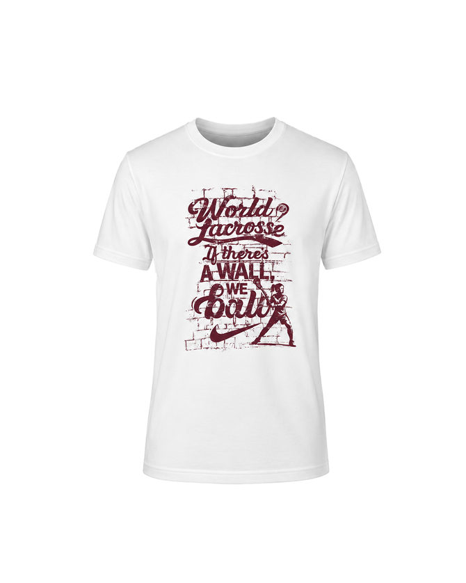 Nike Women's World Lacrosse Brick Wall Girl Dri-Fit Cotton S/S Tee - White