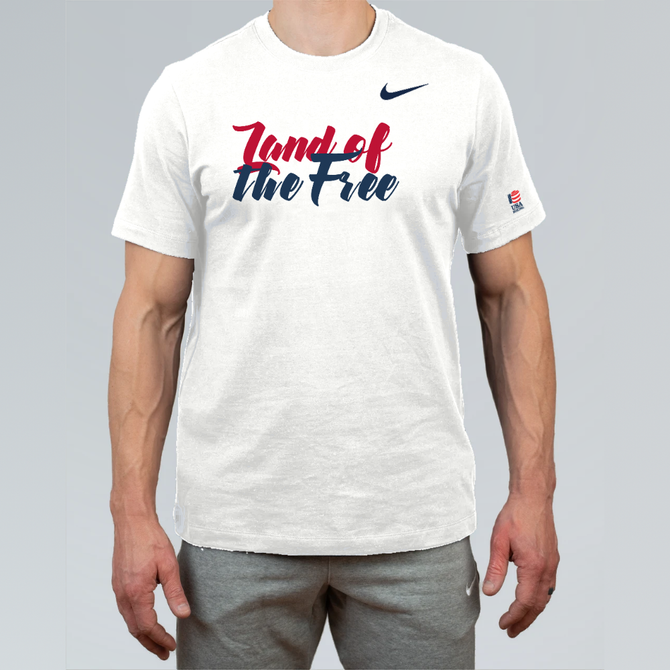 Nike Men's USA Boxing Free and Brave Dri-Fit Cotton S/S Tee - White