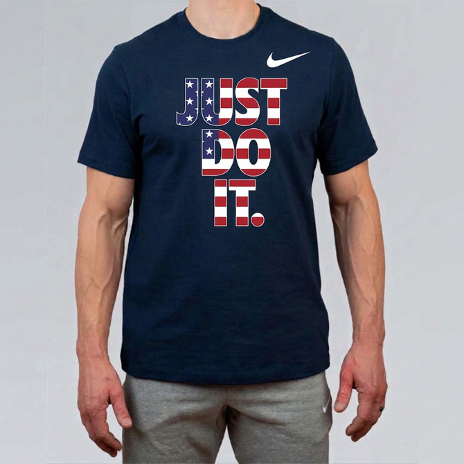 Nike Men's USA Boxing Just Do It Dri-Fit Cotton S/S Tee - Navy