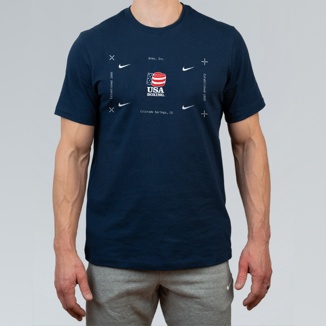 Nike Men's USA Boxing Est 1888 Dri-Fit Cotton S/S Tee - Navy