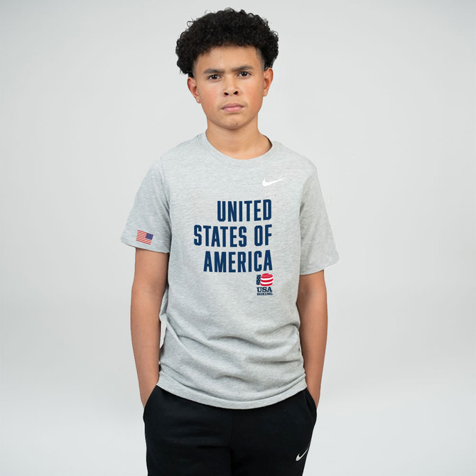 Nike Youth USA Boxing United Dri-Fit Cotton S/S Tee - Grey