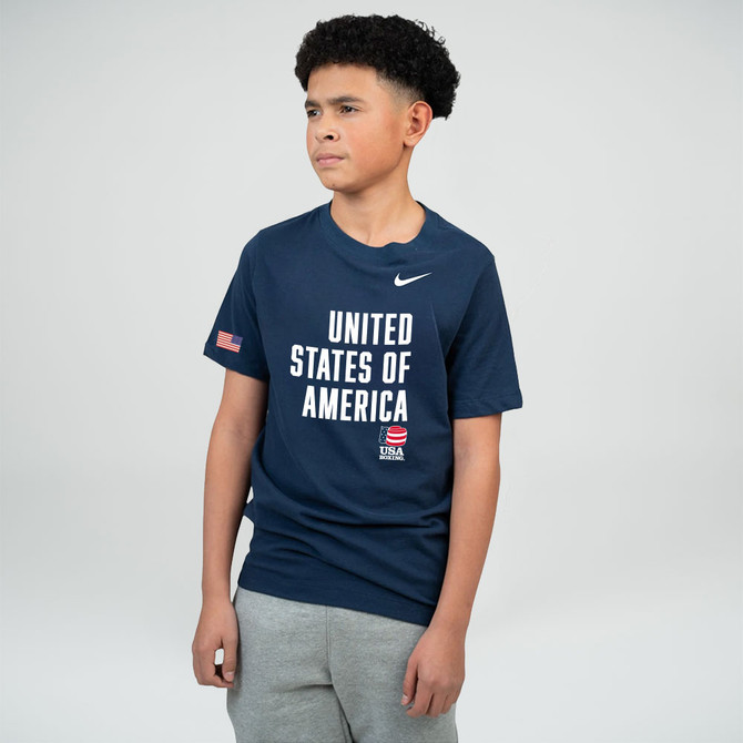 Nike Youth USA Boxing United Dri-Fit Cotton S/S Tee - Navy