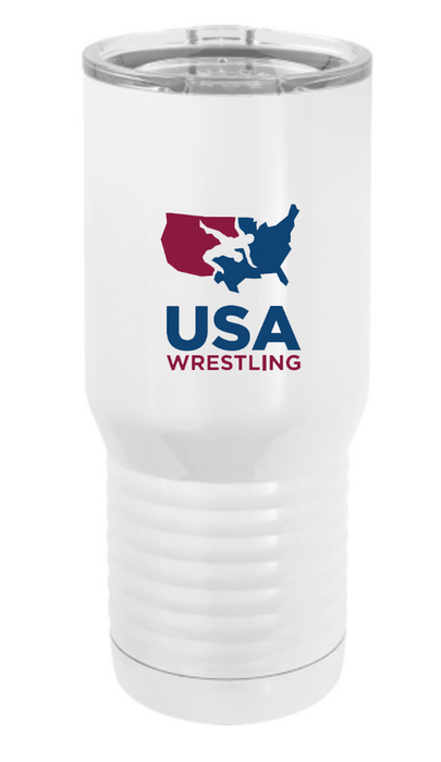 USA Wrestling Polar Camel Stainless Steel 20 oz Travel Mug - White/Red/Blue