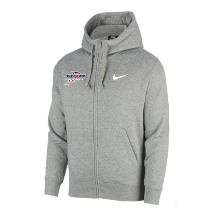 Nike Men's USA Racquetball  Club Fleece Full Zip Hoodie - Grey