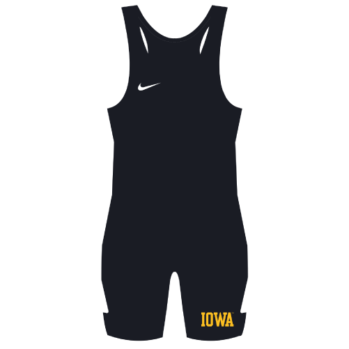 Nike University of Iowa Grappler Elite Wrestling Singlet Black/Gold