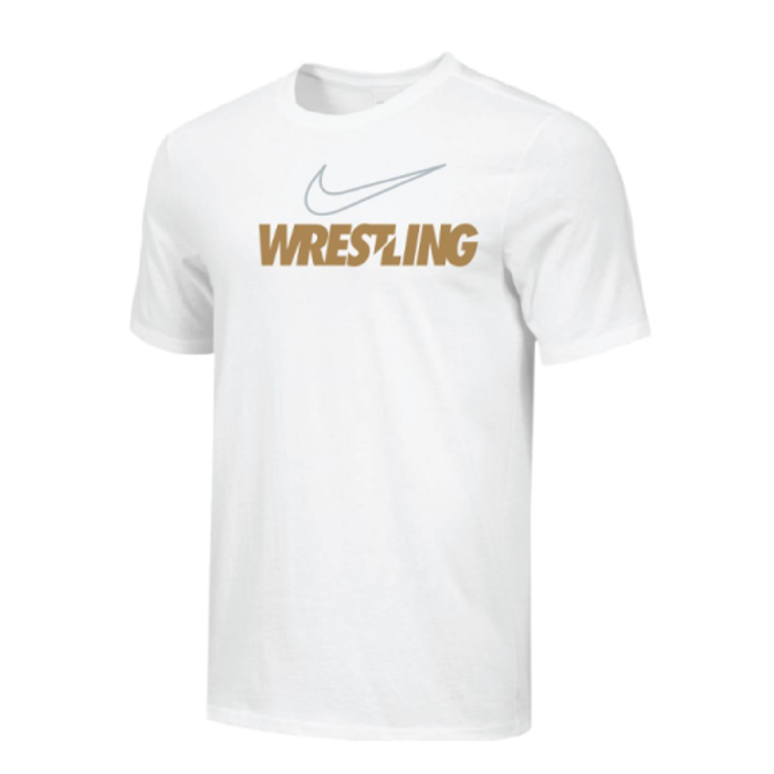 Nike Men's Wrestling Gold Swoosh Tee - White/Gold