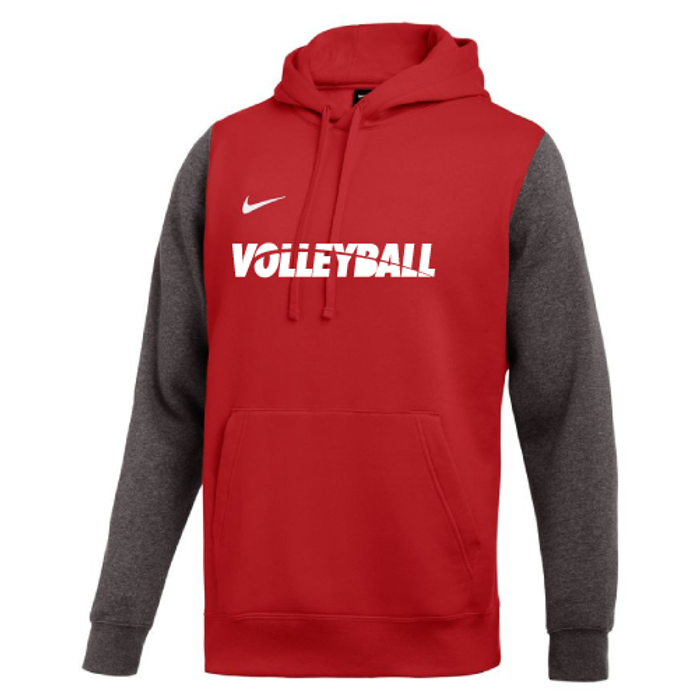Nike Men's Volleyball Club Fleece Color Block Hoodie - Red/Grey