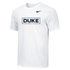 Nike Youth Wrestling Duke Wordmark Full Center Dri-Fit Cotton S/S Tee - White